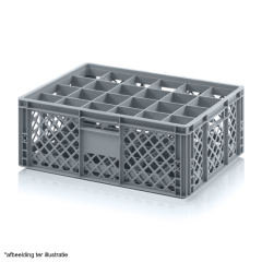 Glazenkrat 60x40x15cm, incl. 24 vaks topverdeler