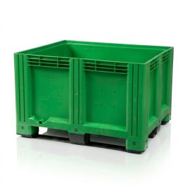 Groene Palletkist 120x100x78cm, 3 sleeplatten, inhoud 610 liter, NORAH Plastics