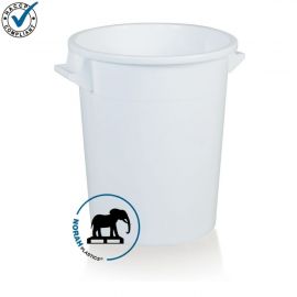 Kunststof ton 75 liter, Wit, HDPE, NORAH Plastics