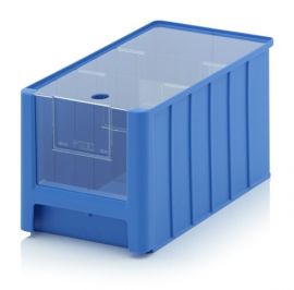 Magazijnbak 35x21x20cm, inhoud 11,7 liter met insteekvenster, deksel en 2 verdeelschotten, NORAH Plastics