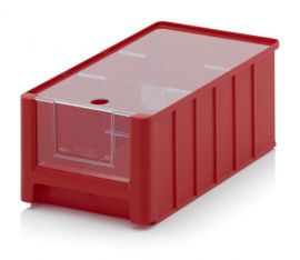Magazijnbak 35x21x15cm, inhoud 8,6 liter met insteekvenster, deksel en 2 verdeelschotten, NORAH Plastics
