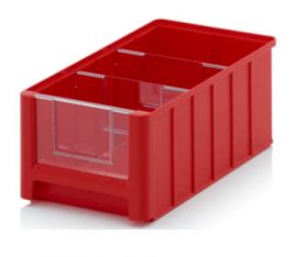 Magazijnbak 35x21x15cm, inhoud 8,6 liter met 2 dwarsverdeelschotten en insteekzichvenster