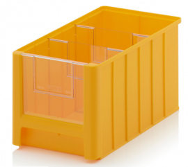 Magazijnbak 35x21x20cm, inhoud 11,7 liter met 2 dwarsverdeelschotten en insteekzichvenster