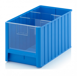 Magazijnbak 50x31x30cm, inhoud 38,2 liter met 2 dwarsverdeelschotten en insteekzichvenster