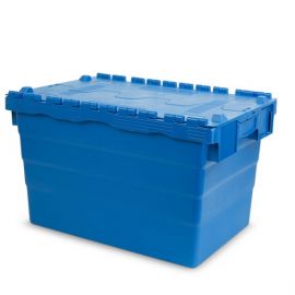 Distributiebak met deksels 60x40x365cm, inhoud 68 liter, Blauw, NORAH Plastics
