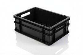 Stapelbare euronorm bak 40x30x17cm, inhoud 15 liter, zwart, RE-PP., NORAH Plastics