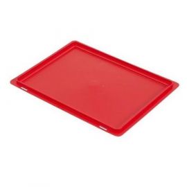 Vlakke deksel voor stapelbak 40x30cm, rood, NORAH Plastics