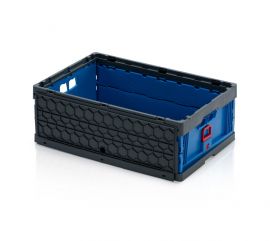 Vouwbak met klapdeksels 60x40x22cm, inhoud 42 liter, Blauw, NORAH Plastics