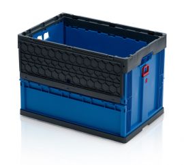 Opvouwbare bak met deksel 60x40x42mm, inhoud 78 liter, Gesloten, Blauw, NORAH Plastics